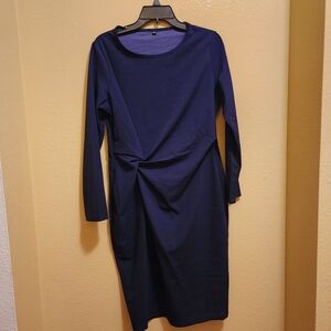 Chic Long Sleeve Navy Dress